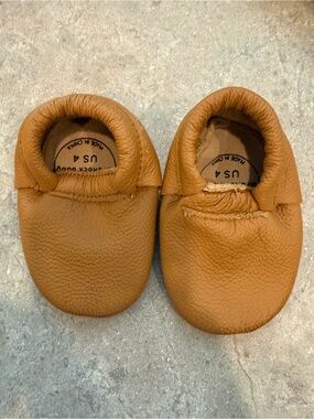 Baby Leather Soft Moccasin Slip-Ons in Tan - US 4